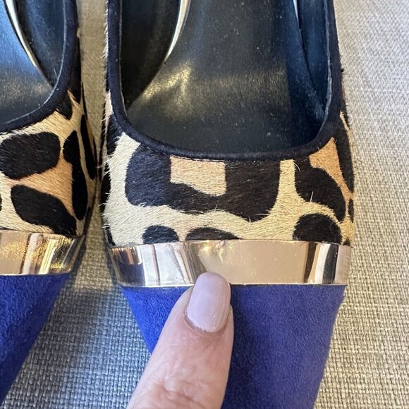 Dune London Bellini Heels Womens 39 Cheetah Leopard Print Sexy Blue Colorblock‎ - Picture 5 of 9